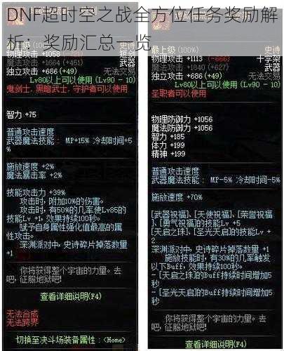 DNF超时空之战全方位任务奖励解析：奖励汇总一览